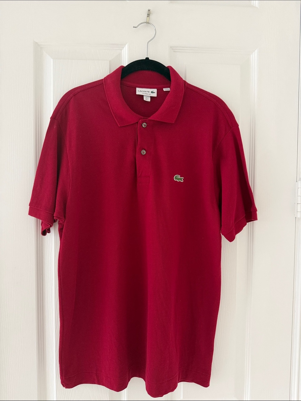 Lacoste Men's Burgundy Polo Shirt with Crocodile Logo Brand new, only worn once.